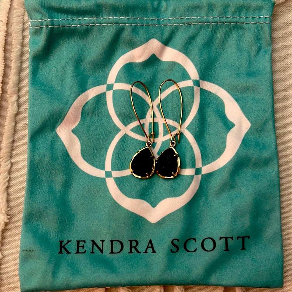 Kendra Scott Black & Gold Teardrop Earrings